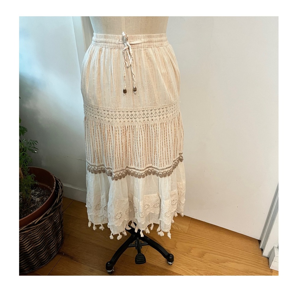 DRESS NAOO Boho, Fairy Maxi, Crochet and Lace Peasant Skirt Size Medium